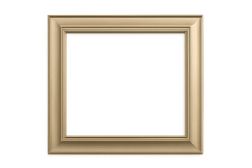 Empty gold square picture frame on transparent background