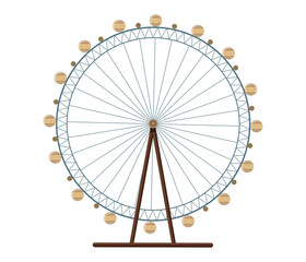 Ferris wheel illustration with cabins on black background