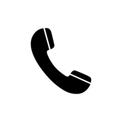 Solid Black Telephone Handset Silhouette Icon Vector