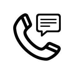 Telephone Handset with Chat Speech Bubble Icon Line Art Vector