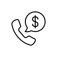 Business Call Line Art Symbol with Money Talk Concept