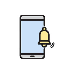 Smartphone Notification Icon with Ringing Bell Alert Vector Illustration
