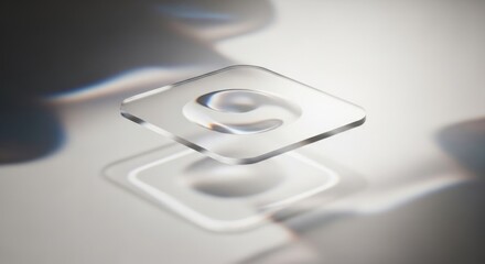 Clear square design element with a recessed circular detail