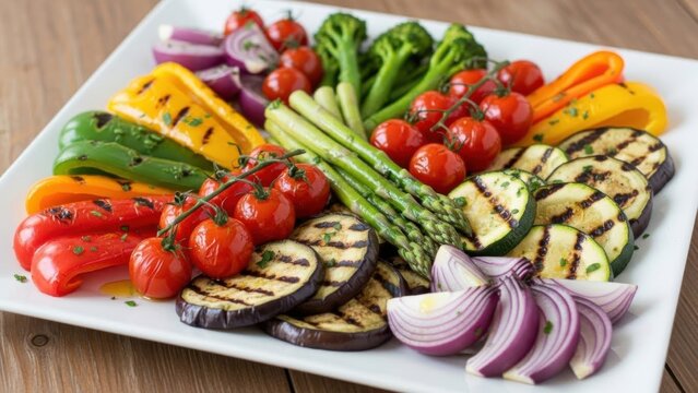 Delicious colorful platter of grilled and fresh vegetables - Powered by Adobe