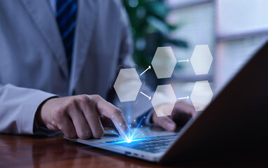 Businessman planning work, office concept hierarchical workflow process, flowchart layout, business information technology project