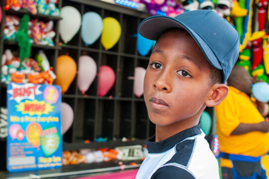 Boy playin game at State Fair