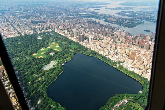 Aerial view of Jacqueline Kennedy Onassis Reservoir NYC Central Park