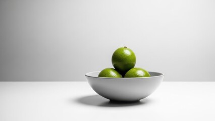 Green Limes in White Bowl Minimalist Still Life