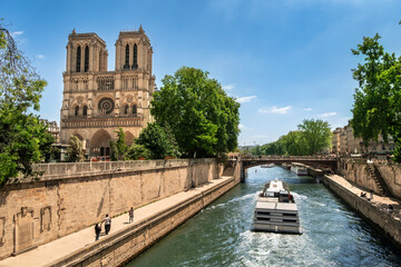 Paris France Notre Dame Cathedral gothic church on Île de la Cité