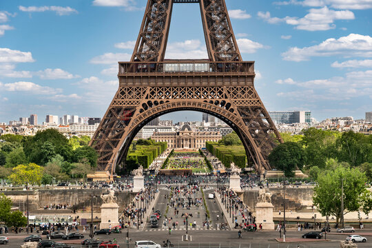 Paris France Eiffel Tower scenic skyline view from Trocadero