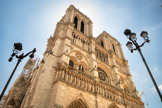 Paris France Notre Dame Cathedral gothic church on &Icirc;le de la Cit&eacute;