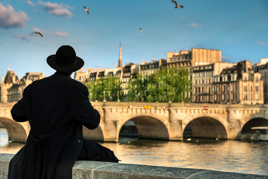 Paris France Pont Neuf historic stone bridge over Seine River