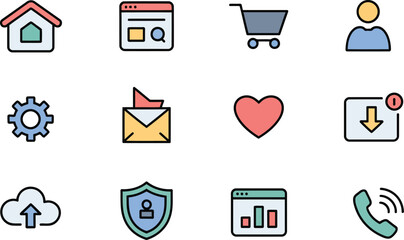 Set of modern flat design icons for web and mobile applications