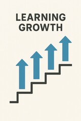 Learning and growth concept with upward arrows and staircase illustration