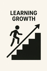 Conceptual illustration of learning and personal growth with a person climbing stairs