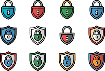 Shield and Lock Icons Set