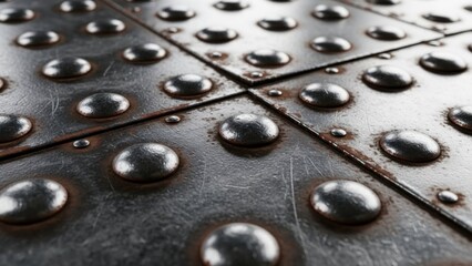 Industrial metallic background with intersecting riveted panels