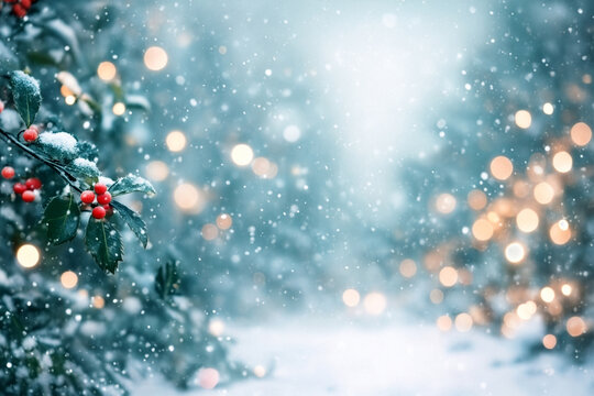 눈 내리 숲 크리스마스 풍경