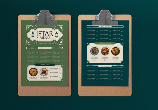 Green Elegant Ramadan Food Menu