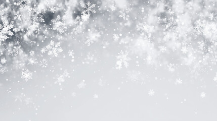 Fototapeta premium 雪の結晶が舞う冬の背景フレーム 