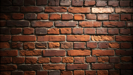 Obraz premium Dark, textured old brick wall background with dramatic lighting creating a rustic and aged architectural surface
