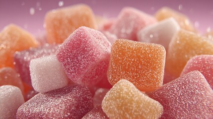 A mountain of sugared jelly candies colorful and sweet inviting you to indulge in sugary delight with vibrant hues and a