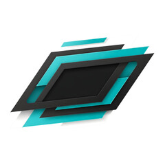 Abstract geometric design with black frames and teal accents