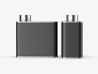Metal tin oil can with metal cap for branding and blank 
mock up 3d illustration.