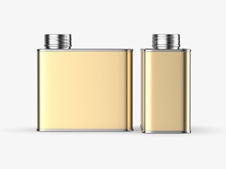 Metal tin oil can with metal cap for branding and blank 
mock up 3d illustration.