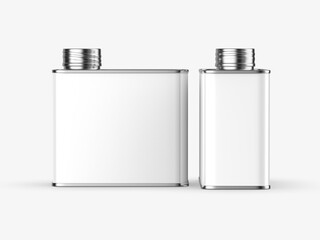 Metal tin oil can with metal cap for branding and blank 
mock up 3d illustration.
