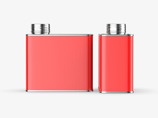 Metal tin oil can with metal cap for branding and blank 
mock up 3d illustration.