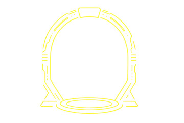 Stargate portal futuristic sci-fi teleport neon line art rendering