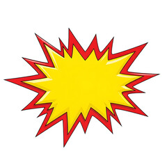 Cartoon explosion burst with red outline and yellow center comic style