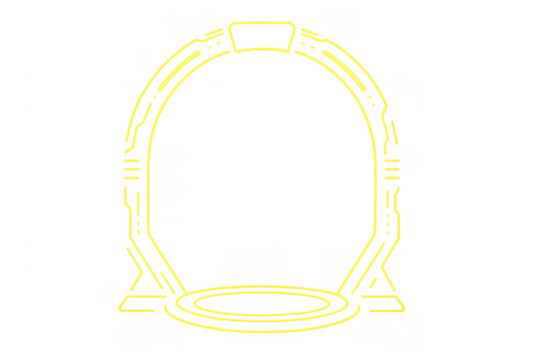 Stargate portal futuristic sci-fi teleport neon line art rendering