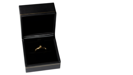 Gold Ring in Open Box, isolated on transparent background