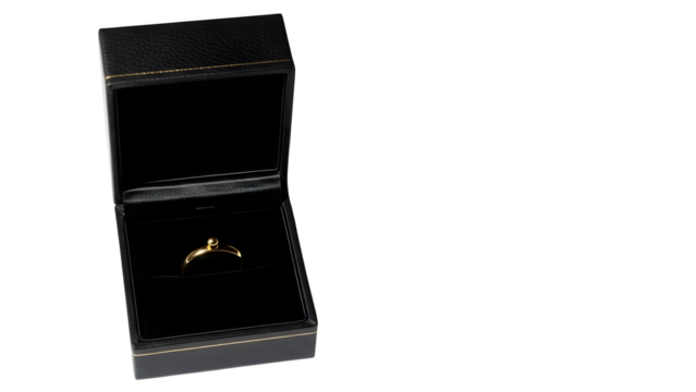 Gold Ring in Open Box, isolated on transparent background