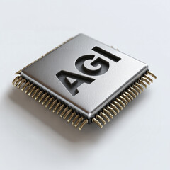 Studio Product Shot of Engraved AGI Processor Chip with Subtle Shadow