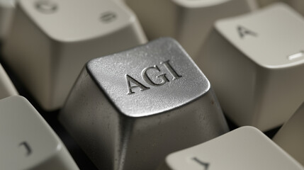 Macro Vintage Keycap Engraved AGI Under Soft Studio Light