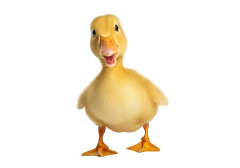 Cute yellow duckling isolated on transparent background for spring, nature, and baby product marketing