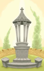 Fototapete Kinderzimmer Pretty crypt in the cemetery. Vector cartoon horror illustration.   © ddraw