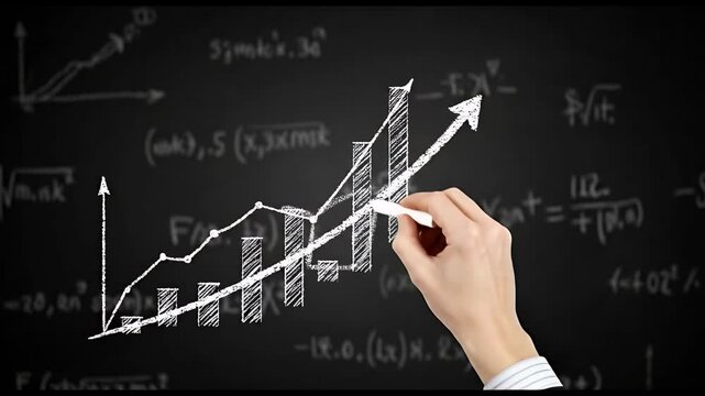 Business Growth Chart Drawn On Chalkboard By Hand
