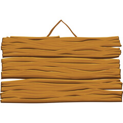 Wooden Signboard With Horizontal Planks Hanging By A String Against A Transparent Background In A Rustic Style