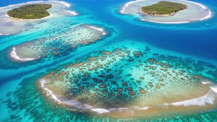 Stunning Aerial View of Pristine Tropical Island Reefs