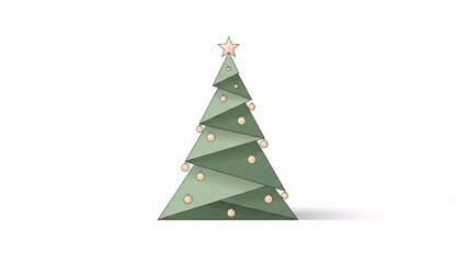 Fototapeta premium A stylized Christmas tree illustration with geometric design and ornaments.