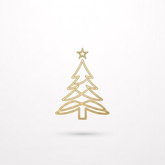 A simple golden Christmas tree icon with a star on top, isolated on white.
