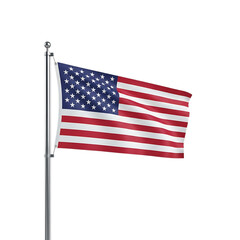 Fototapeta premium Waving united states of america flag on flagpole isolated on background
