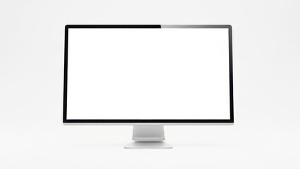 Fototapeta premium Modern computer monitor with a blank white screen on a clean white background