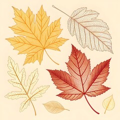 Autumn maple leaf vector illustration featuring colorful fall foliage isolated on white for seasonal nature design