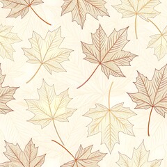 Autumn leaves seamless pattern with vector maple illustration, a vintage nature fall design texture decoration