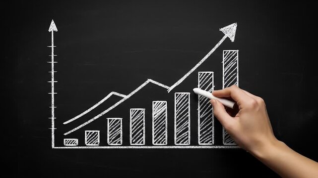 Chalkboard Bar Graph Growing Up Arrow Success Footage